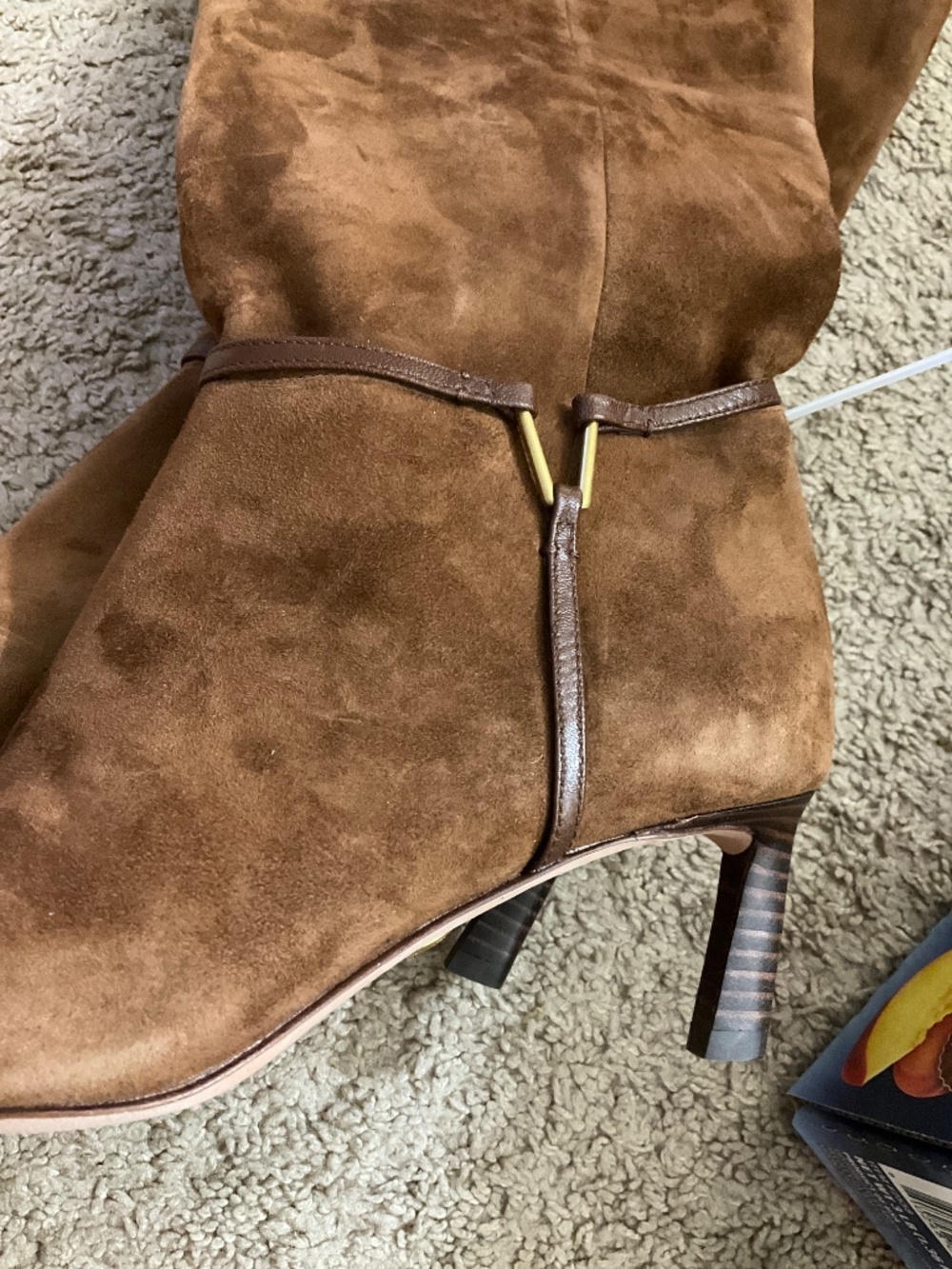 Veronica Beard Kenzie Suede Knee-High Boots in the shade Cedar. - Picture 10 of 10